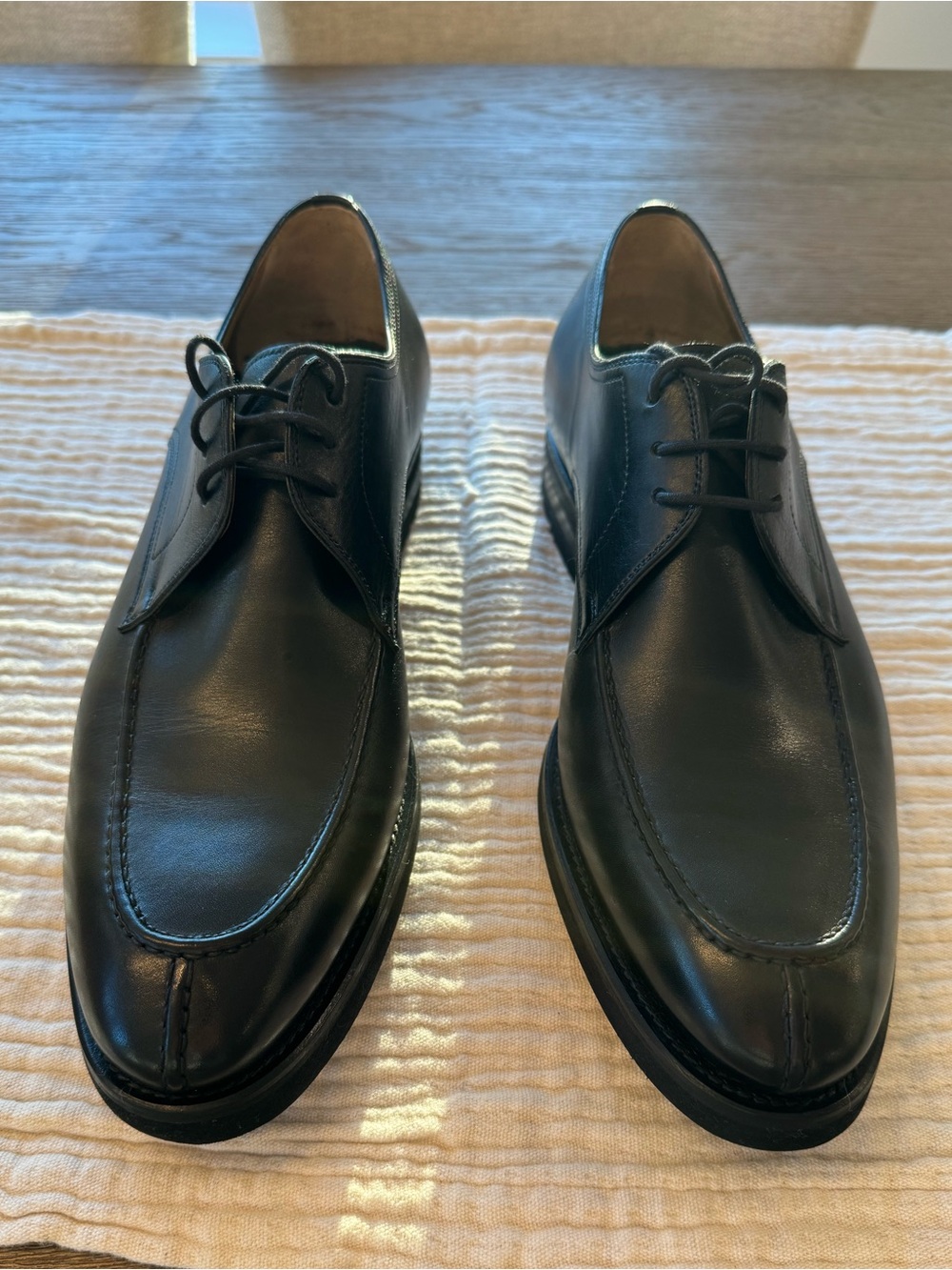 Magnanni Black Leather Lace-Up Loafers size 9.5
